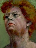 Red-headed woman portrait 6 x 8 on masonite