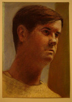 Earnest man portrait 12 x 16 on paper