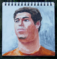 Brian in orange watercolor 8 x 8