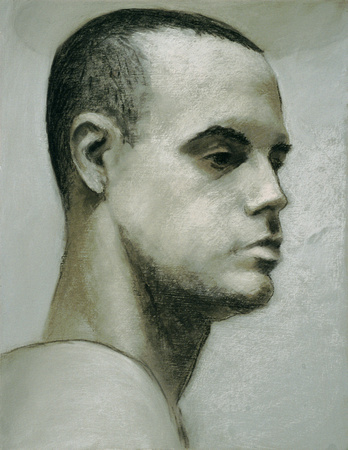 Portrait of man in gray on foamcore