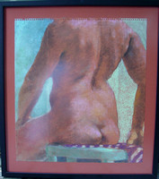 woman on stool from rear 20 x 22 including frame